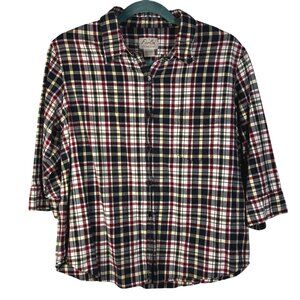Fiorini International Womens Plaid Cotton Casual Button-Up Shirt SZ Large
